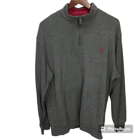 U.S. Polo Assn. Other - Us Polo Assn Men Gray Pullover Sweater Zip Up Mock Neck Long Sleeve Shirt XXL U2